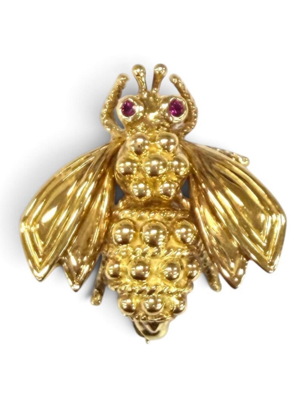 Tiffany & Co Vintage 750 Bee Ruby Brooch Yellow Gold Red